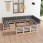 Set Divani da Giardino 13 pz con Cuscini Legno Massello di Pino Set Divani da Giardino 13 pz con Cuscini Legno Massello di Pino