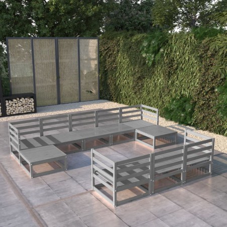 Set Divani da Giardino 10 pz in Legno Massello di Pino