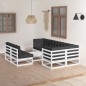 Set Divani da Giardino 8 pz con Cuscini Legno Massello di Pino Set Divani da Giardino 8 pz con Cuscini Legno Massello di Pino