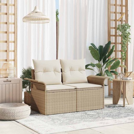 vidaXL Divano da giardino con cuscino Beige 141 x 62 x 69cm polyrattan