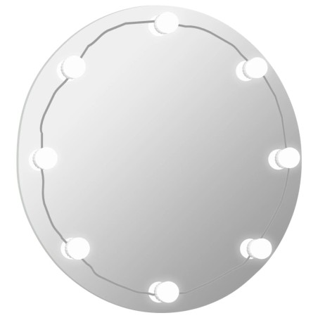 vidaXL Specchio da Parete Rotondo Senza Cornice con Luci LED in Vetro