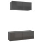 Set Mobile TV 2 pz Grigio Lucido in Truciolato Set Mobile TV 2 pz Grigio Lucido in Truciolato