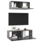 Set Mobile TV 2 pz Grigio Lucido in Truciolato Set Mobile TV 2 pz Grigio Lucido in Truciolato