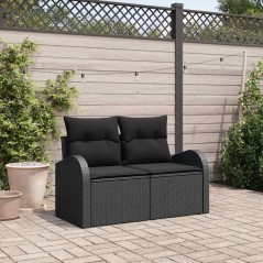 vidaXL Divano da giardino con cuscino Nero 124 x 62 x 69cm polyrattan