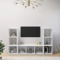 Mobili Porta TV 3 pz Bianco Lucido 107x35x37 cm in Truciolato Mobili Porta TV 3 pz Bianco Lucido 107x35x37 cm in Truciolato