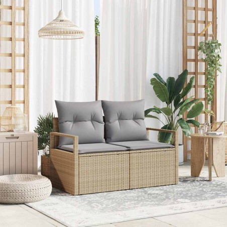 vidaXL Divano da giardino con cuscino Beige 120 x 62 x 69cm polyrattan