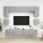 Set Porta TV 8 pz Grigio Cemento in Truciolato Set Porta TV 8 pz Grigio Cemento in Truciolato