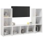 Mobili Porta TV 3 pz Bianco Lucido 107x35x37 cm in Truciolato Mobili Porta TV 3 pz Bianco Lucido 107x35x37 cm in Truciolato
