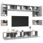 Set Porta TV 8 pz Grigio Cemento in Truciolato Set Porta TV 8 pz Grigio Cemento in Truciolato