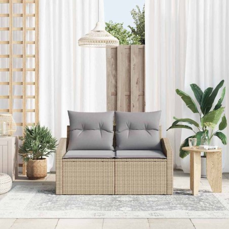 vidaXL Divano da giardino con cuscino Beige 123 x 62 x 69cm polyrattan