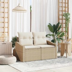 vidaXL Divano da giardino con cuscino Beige 123 x 62 x 69cm polyrattan