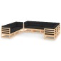 vidaXL Set Salotto Giardino 9 pz Cuscini Antracite Legno Massello Pino vidaXL Set Salotto Giardino 9 pz Cuscini Antracite Legno Massello Pino