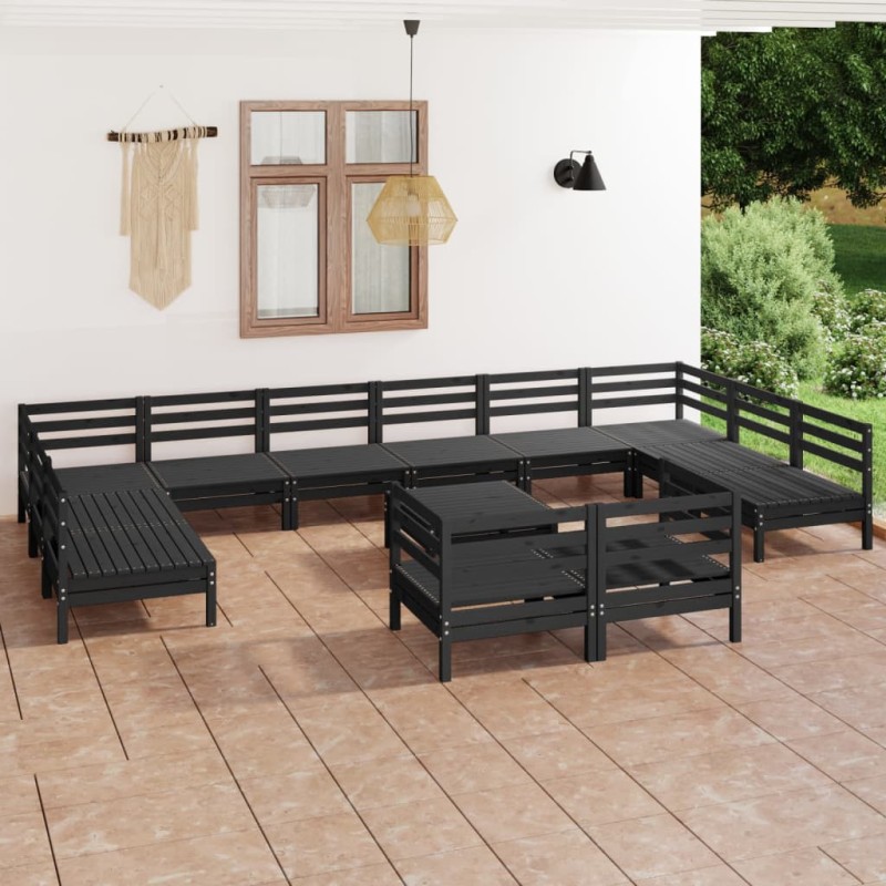 Set Salotto da Giardino 13 pz in Legno Massello di Pino Nero Set Salotto da Giardino 13 pz in Legno Massello di Pino Nero