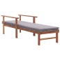 Sdraio con Cuscino Polyrattan e Legno Massello di Acacia Grigia Sdraio con Cuscino Polyrattan e Legno Massello di Acacia Grigia