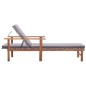 Sdraio con Cuscino Polyrattan e Legno Massello di Acacia Grigia Sdraio con Cuscino Polyrattan e Legno Massello di Acacia Grigia