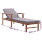 Sdraio con Cuscino Polyrattan e Legno Massello di Acacia Grigia Sdraio con Cuscino Polyrattan e Legno Massello di Acacia Grigia