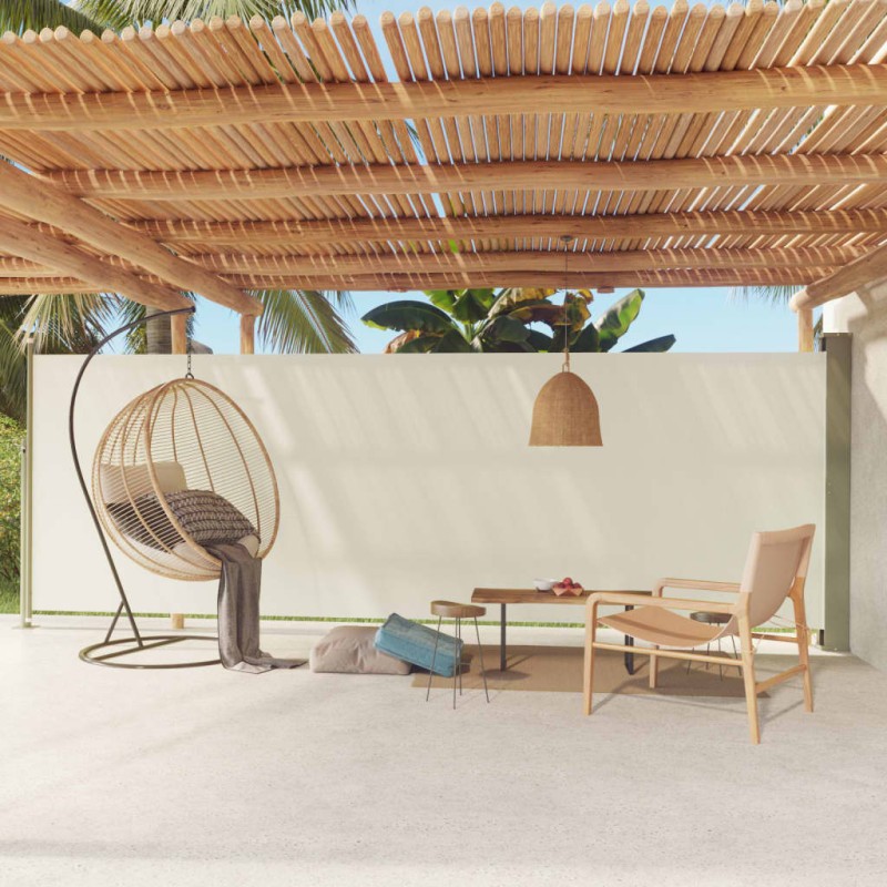 Tenda da Sole Laterale Retrattile per Patio 180x600 cm Crema Tenda da Sole Laterale Retrattile per Patio 180x600 cm Crema