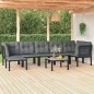 Set Salotto da Giardino 8 pz Nero e Grigio in Polyrattan Set Salotto da Giardino 8 pz Nero e Grigio in Polyrattan