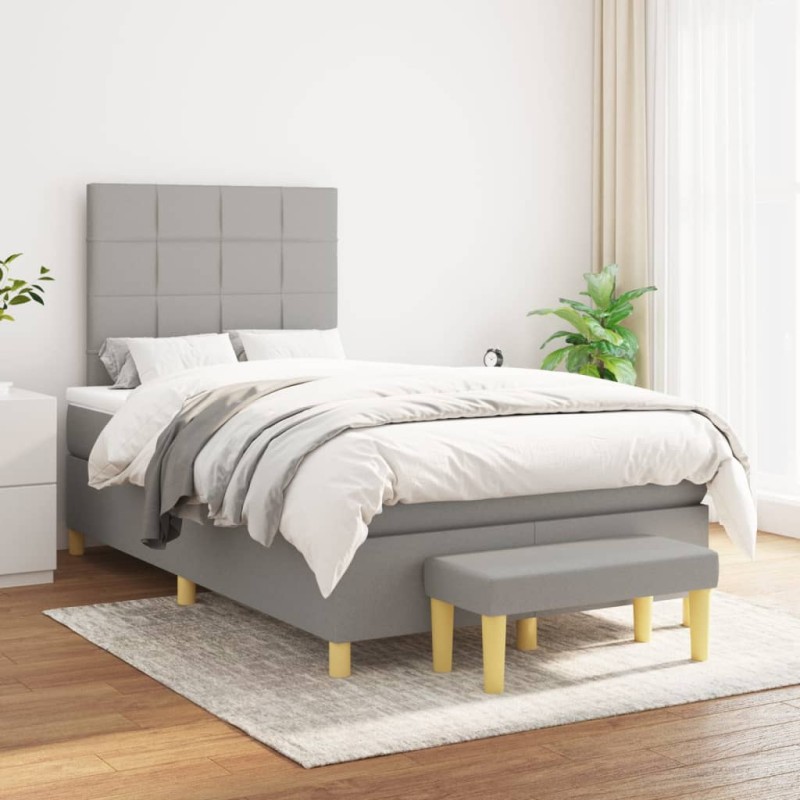 vidaXL Giroletto a Molle con Materasso Grigio Chiaro 120x200cm Tessuto
