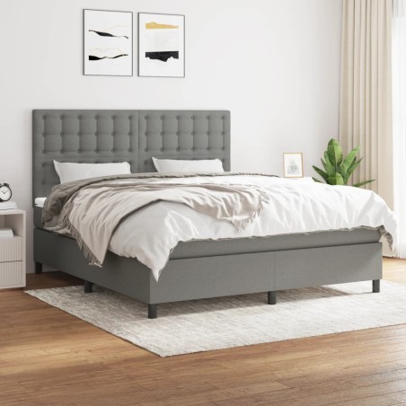 vidaXL Giroletto a Molle con Materasso Grigio Scuro 180x200 cm Tessuto