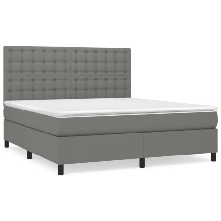 vidaXL Giroletto a Molle con Materasso Grigio Scuro 180x200 cm Tessuto