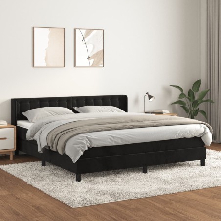 vidaXL Giroletto a Molle con Materasso Nero 160x200 cm in Velluto
