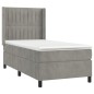 vidaXL Giroletto a Molle con Materasso Grigio Chiaro 90x190 cm Velluto