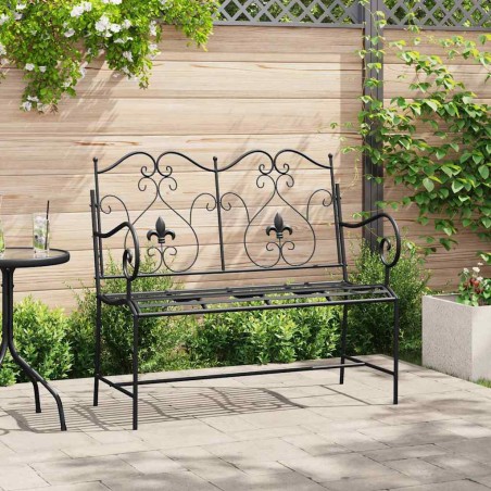 vidaXL Panchina da giardino Nero 104 x 54 x 93cm Acciaio