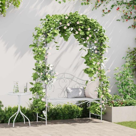 vidaXL Panchina da giardino con cuscino Bianco 104 x 54 x 93cm Acciaio