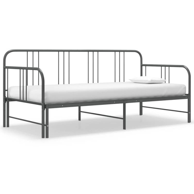 vidaXL Telaio Divano Letto Estraibile Grigio in Metallo 90x200 cm vidaXL Telaio Divano Letto Estraibile Grigio in Metallo 90x200 cm
