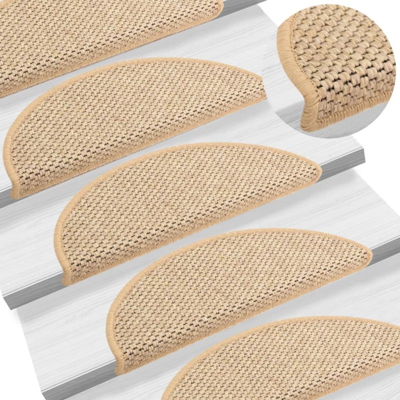Tappeti Adesivi Scale Aspetto Sisal 15pz 56x17x3cm Beige Chiaro Tappeti Adesivi Scale Aspetto Sisal 15pz 56x17x3cm Beige Chiaro