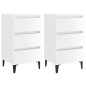 vidaXL Comodini con Gambe in Metallo 2pz Bianco Lucido 40x35x69 cm vidaXL Comodini con Gambe in Metallo 2pz Bianco Lucido 40x35x69 cm