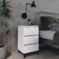 vidaXL Comodini con Gambe in Metallo 2pz Bianco Lucido 40x35x69 cm vidaXL Comodini con Gambe in Metallo 2pz Bianco Lucido 40x35x69 cm
