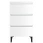 vidaXL Comodini con Gambe in Metallo 2pz Bianco Lucido 40x35x69 cm vidaXL Comodini con Gambe in Metallo 2pz Bianco Lucido 40x35x69 cm