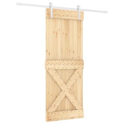 Porta Scorrevole con Set Hardware 80x210 cm Legno Massello Pino