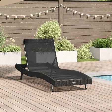 vidaXL Sdraio Nera in Rattan Sintetico e Textilene di