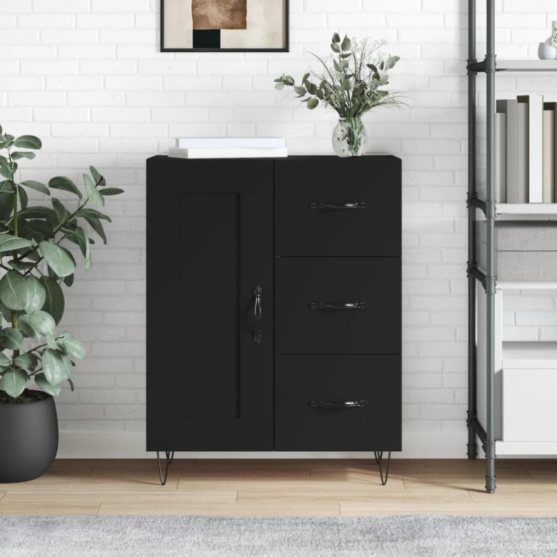 Credenza Nera 69,5x34x90 cm in Legno Multistrato Credenza Nera 69,5x34x90 cm in Legno Multistrato
