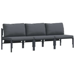 vidaXL Mobili da Esterno con cuscino 3 pcs Antracite Acciaio
