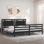 Giroletto con Testiera Nero 6FT Super King in Legno Massello Giroletto con Testiera Nero 6FT Super King in Legno Massello