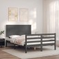 vidaXL Giroletto con Testiera Grigio 140x190 cm in Legno Massello vidaXL Giroletto con Testiera Grigio 140x190 cm in Legno Massello