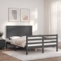 vidaXL Giroletto con Testiera Grigio 140x190 cm in Legno Massello vidaXL Giroletto con Testiera Grigio 140x190 cm in Legno Massello