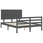 vidaXL Giroletto con Testiera Grigio 140x190 cm in Legno Massello vidaXL Giroletto con Testiera Grigio 140x190 cm in Legno Massello