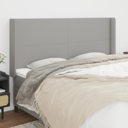 Testiera ad Orecchio Grigio Chiaro 183x16x118/128 cm in Tessuto