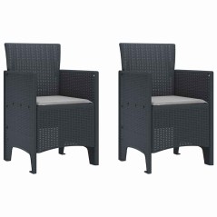 vidaXL Sedia da Giardino 2 pcs Antracite 53 x 49 x 85 cm PP