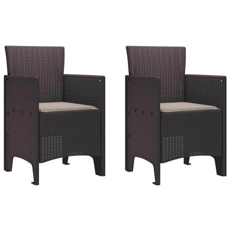 vidaXL Sedia da Giardino 2 pcs Marrone 53 x 49 x 85 cm PP