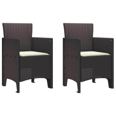 vidaXL Sedia da Giardino 2 pcs Marrone 53 x 49 x 85 cm PP