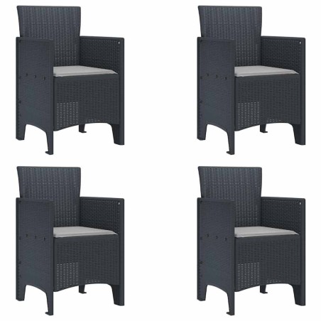 vidaXL Sedia da Giardino 4 pcs Antracite 53 x 49 x 85 cm PP