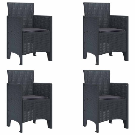vidaXL Sedia da Giardino 4 pcs Antracite 53 x 49 x 85 cm PP