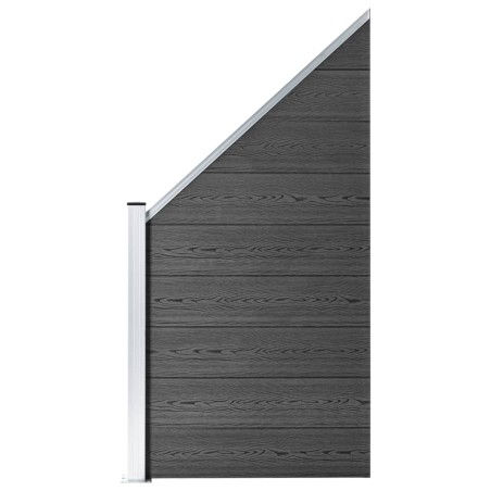 vidaXL Set Pannelli di Recinzione in WPC 1484x(105-186) cm Nero  