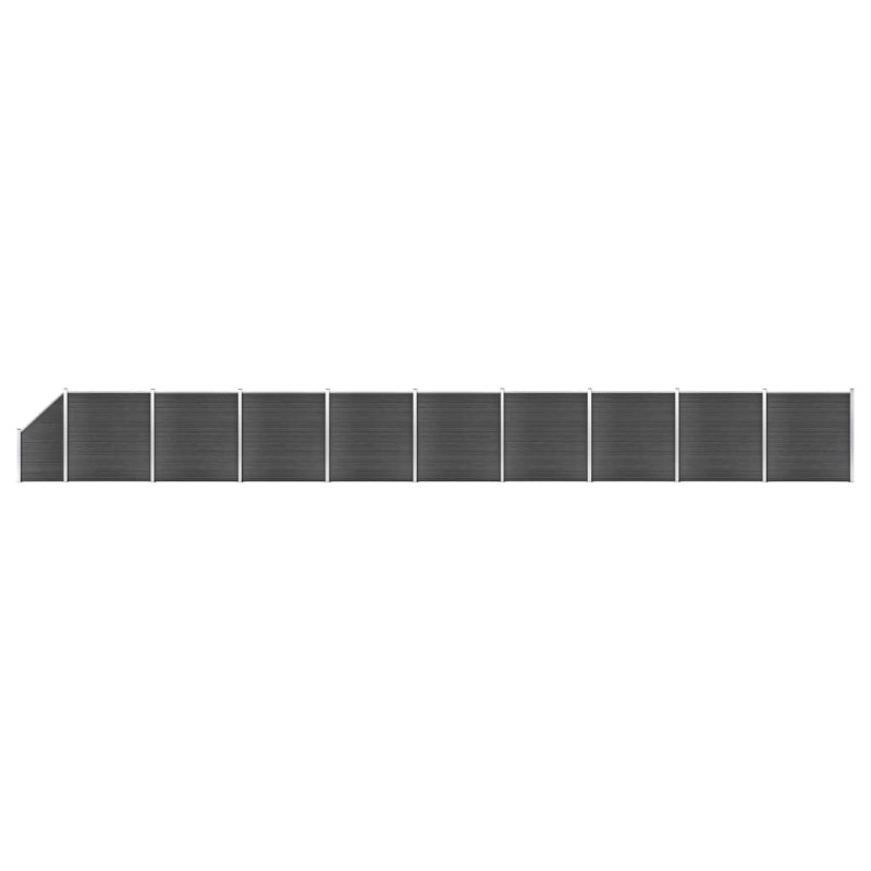 Set Pannelli di Recinzione in WPC 1657x(105-186) cm Nero Set Pannelli di Recinzione in WPC 1657x(105-186) cm Nero